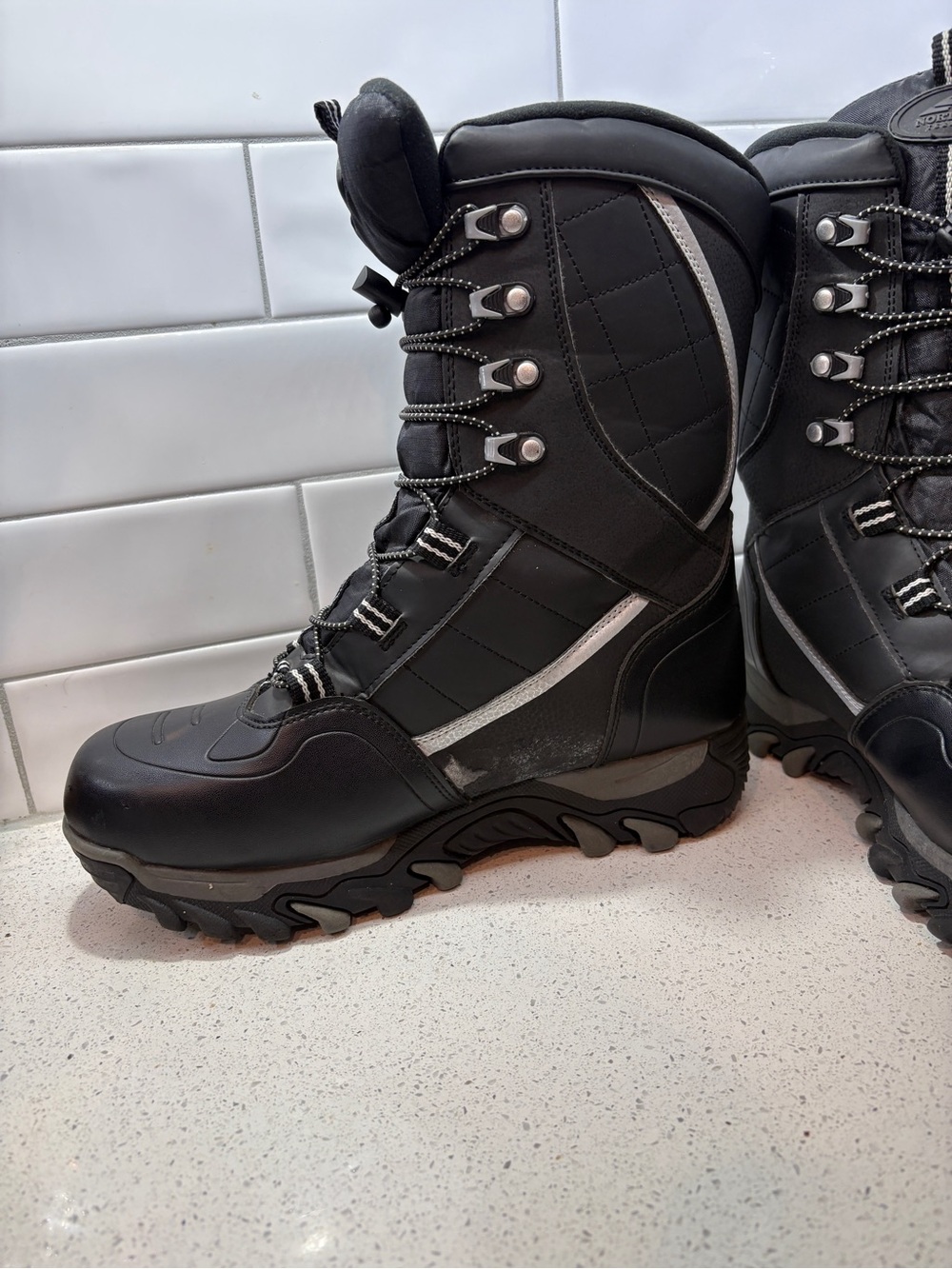 Northwest Territory Black Winter Hiking Boots with Reflective Trim